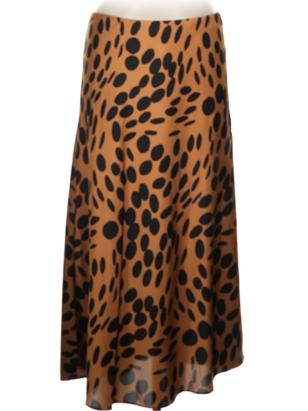 J. Crew Tan and Black Leopard-Spot A-Line Midi Skirt